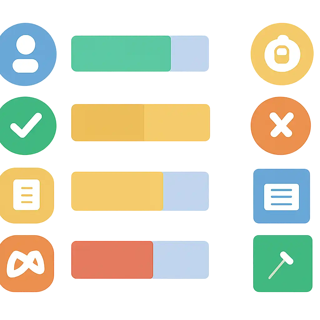 Infographic comparing options using coloured bars and icons only, no text or labels, flat design, Goa Games