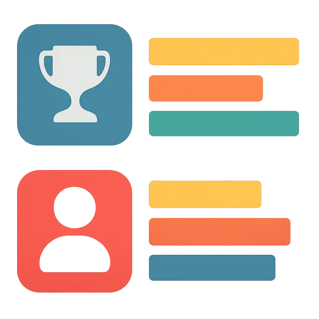Infographic comparing options using coloured bars and icons only, no text or labels, flat design, Goa game